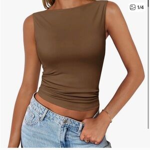EUC Trendy Queen sleeveless brown top size small